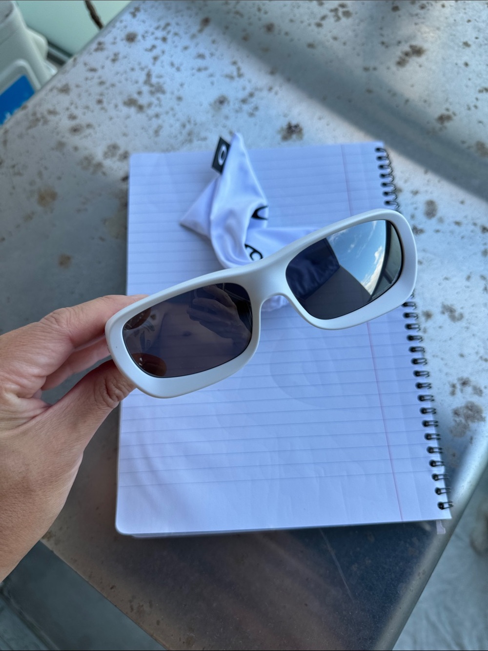 Oakley Delano White Frame Sunglasses with Iridium Lenses